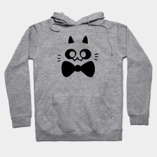 cat face with bow tie // black Hoodie